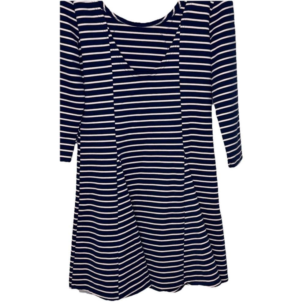 Free People Women's Dress Nautical Knotty Jersey Knit Striped Blue White Large‎ - Picture 8 of 9